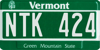 VT license plate NTK424