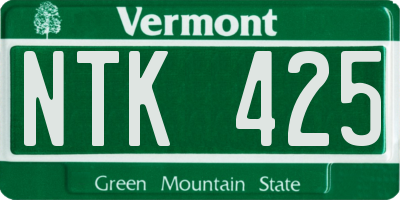 VT license plate NTK425