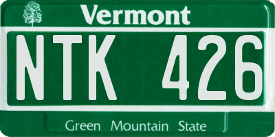 VT license plate NTK426