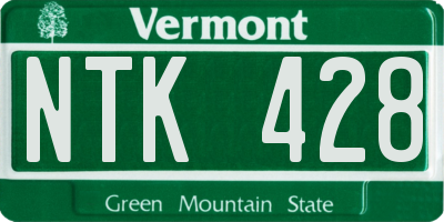 VT license plate NTK428