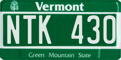 VT license plate NTK430