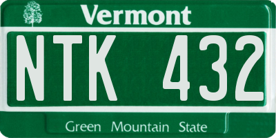VT license plate NTK432