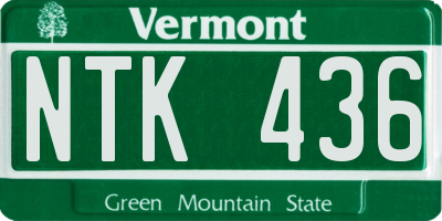 VT license plate NTK436