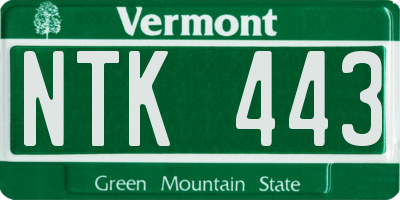 VT license plate NTK443