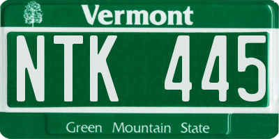 VT license plate NTK445