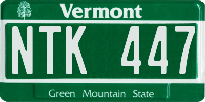 VT license plate NTK447