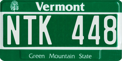 VT license plate NTK448