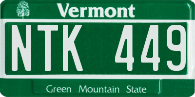 VT license plate NTK449