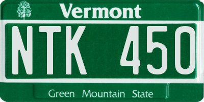 VT license plate NTK450