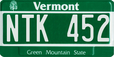 VT license plate NTK452