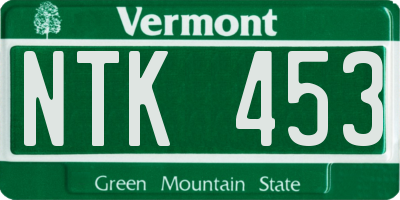 VT license plate NTK453