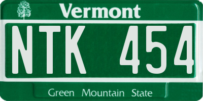 VT license plate NTK454