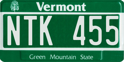 VT license plate NTK455