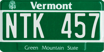 VT license plate NTK457