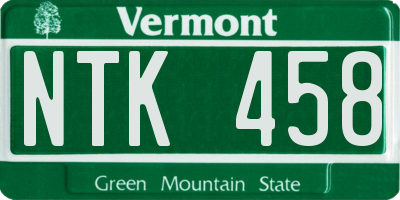 VT license plate NTK458