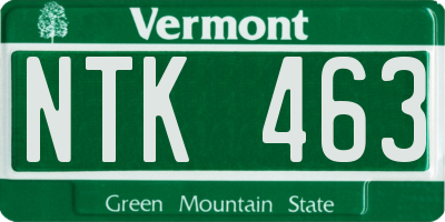 VT license plate NTK463
