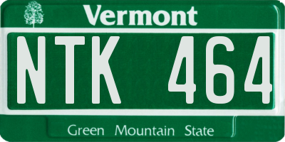 VT license plate NTK464
