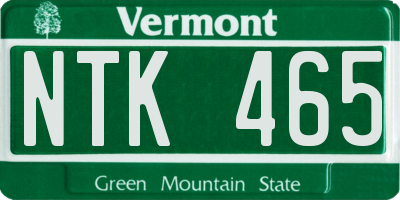 VT license plate NTK465