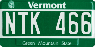 VT license plate NTK466