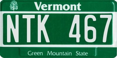 VT license plate NTK467