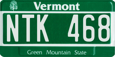 VT license plate NTK468
