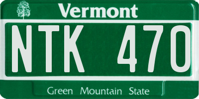 VT license plate NTK470