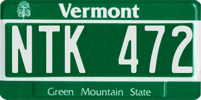 VT license plate NTK472