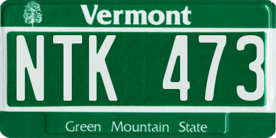VT license plate NTK473