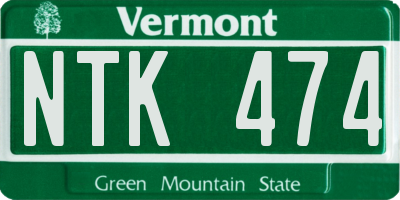 VT license plate NTK474