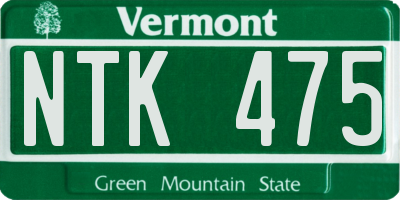 VT license plate NTK475