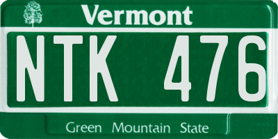 VT license plate NTK476