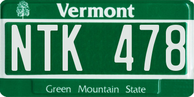 VT license plate NTK478