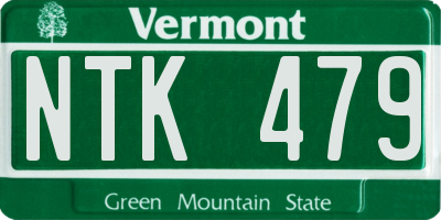 VT license plate NTK479