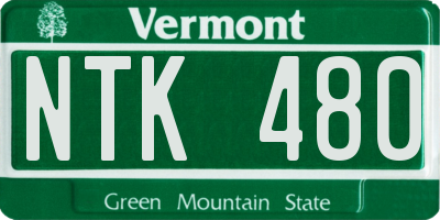 VT license plate NTK480