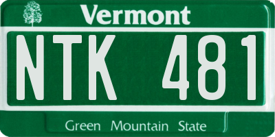 VT license plate NTK481