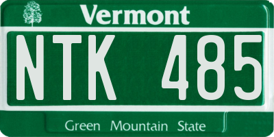 VT license plate NTK485