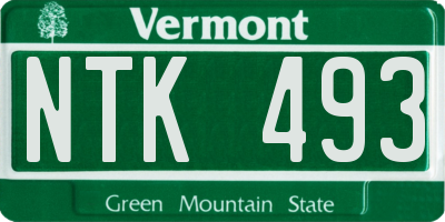 VT license plate NTK493