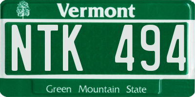 VT license plate NTK494
