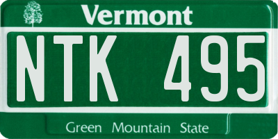 VT license plate NTK495