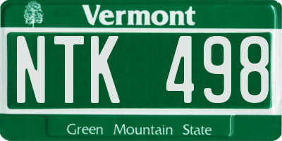 VT license plate NTK498