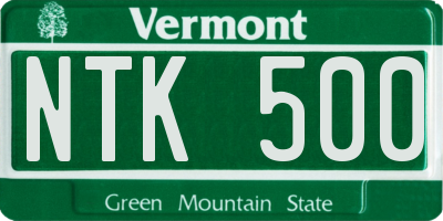VT license plate NTK500