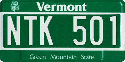VT license plate NTK501