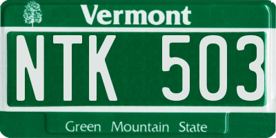 VT license plate NTK503