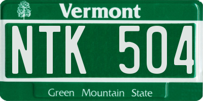 VT license plate NTK504