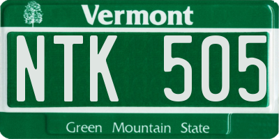 VT license plate NTK505
