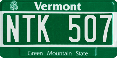VT license plate NTK507