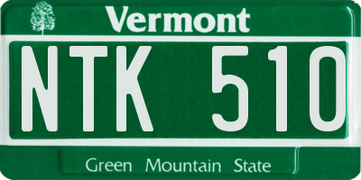 VT license plate NTK510