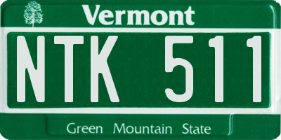 VT license plate NTK511