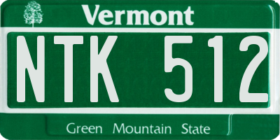 VT license plate NTK512