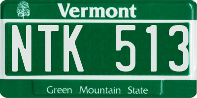 VT license plate NTK513
